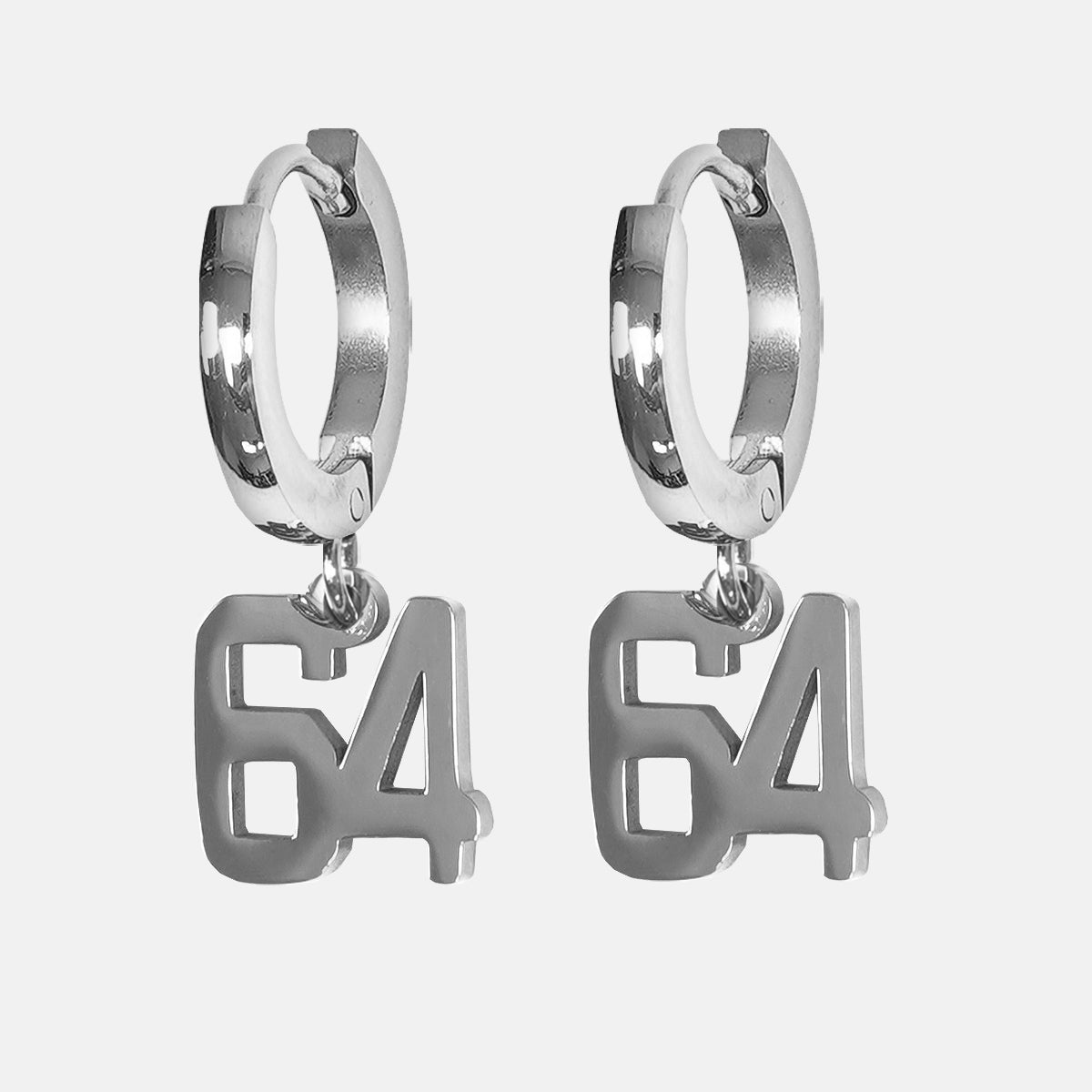 64 Number Earring - Stainless Steel