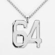 64 Number Pendant with Chain Necklace - Stainless Steel