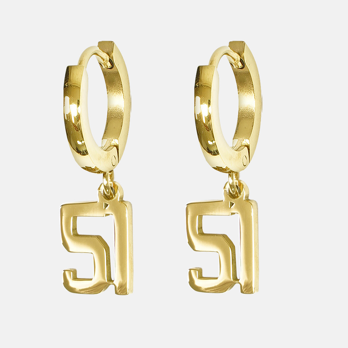 51 Number Earring - Gold Plated Stainless Steel