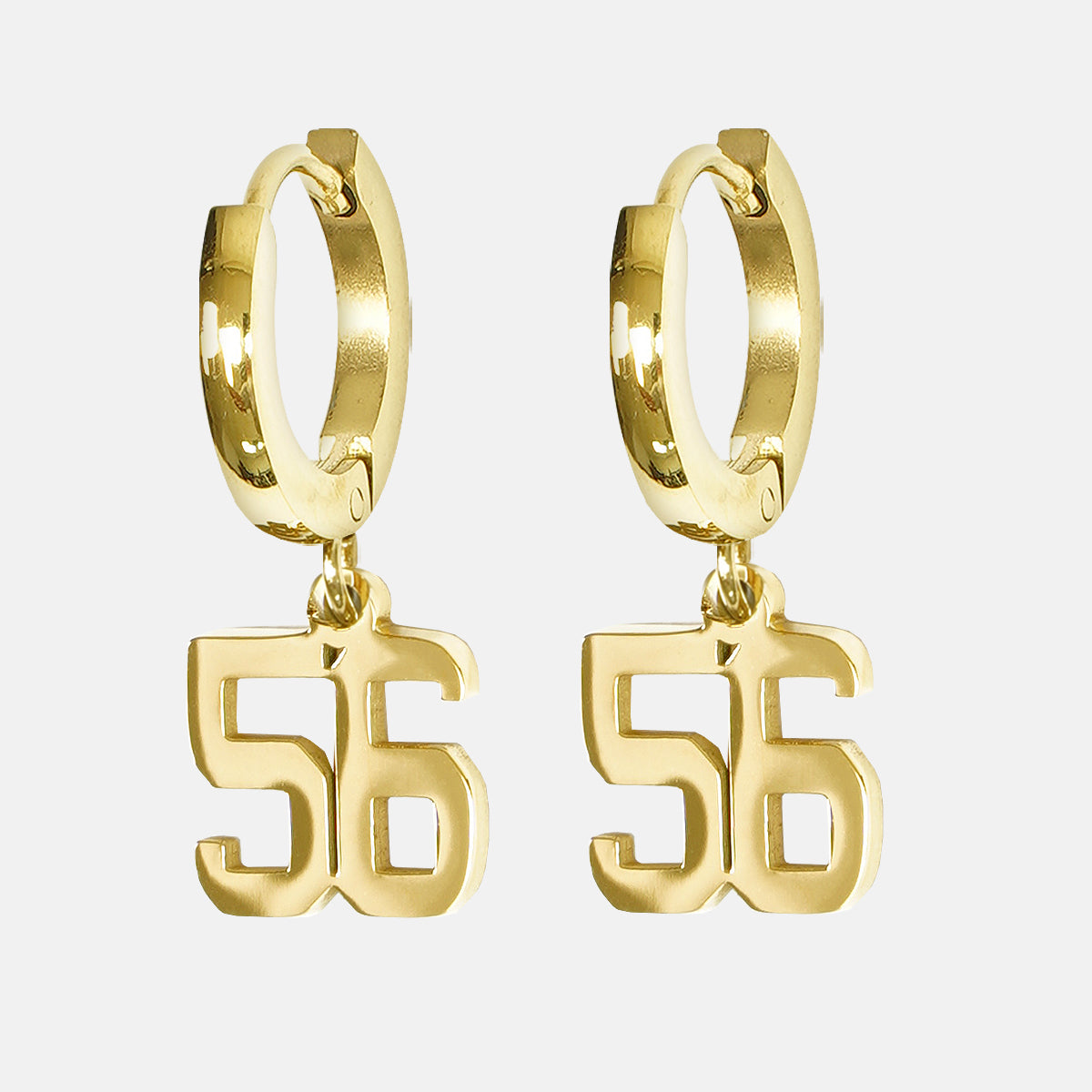 56 Number Earring - Gold Plated Stainless Steel