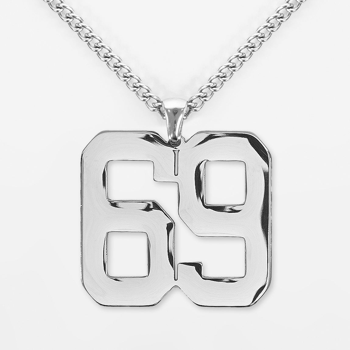 69 Number Pendant with Chain Necklace - Stainless Steel