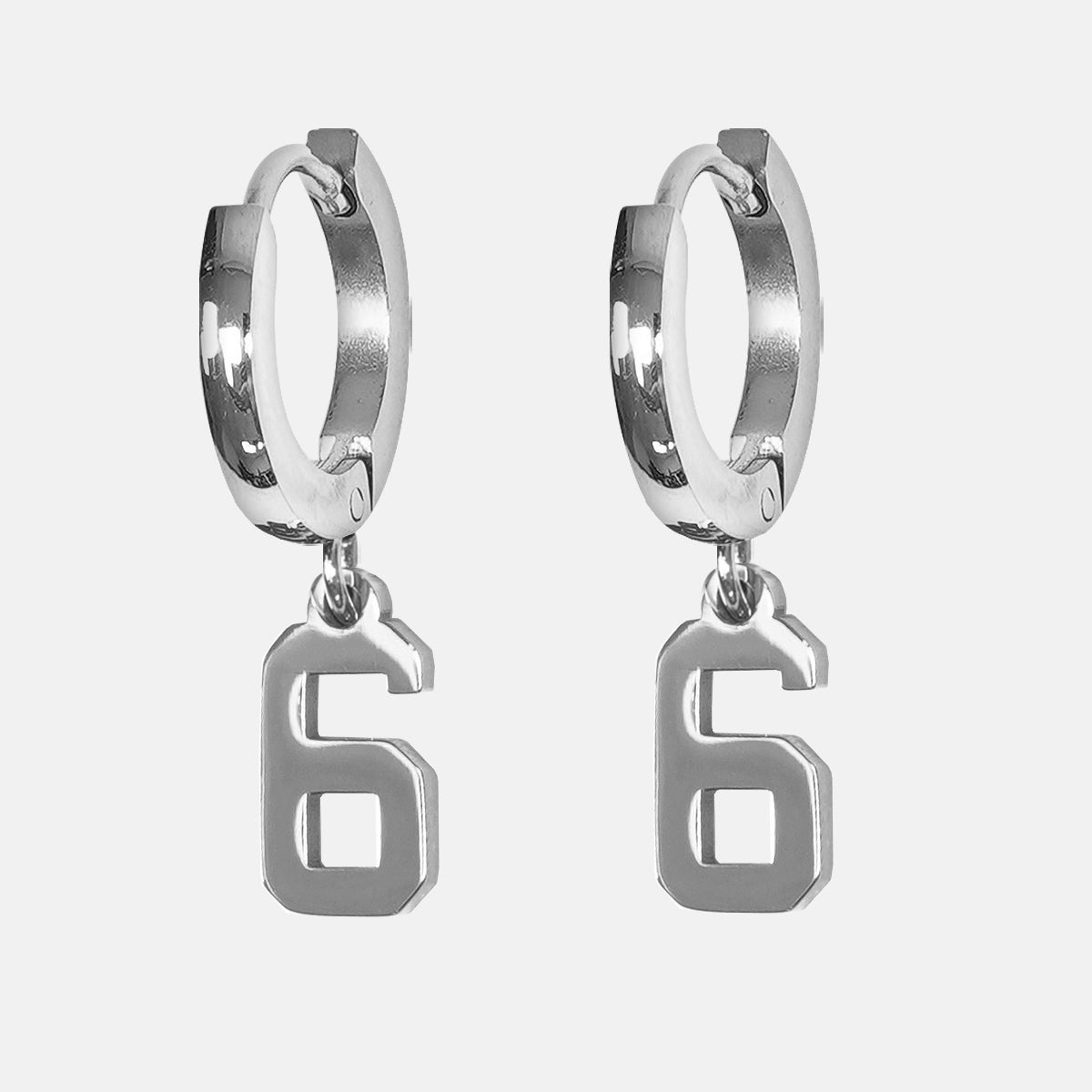 6 Number Earring - Stainless Steel