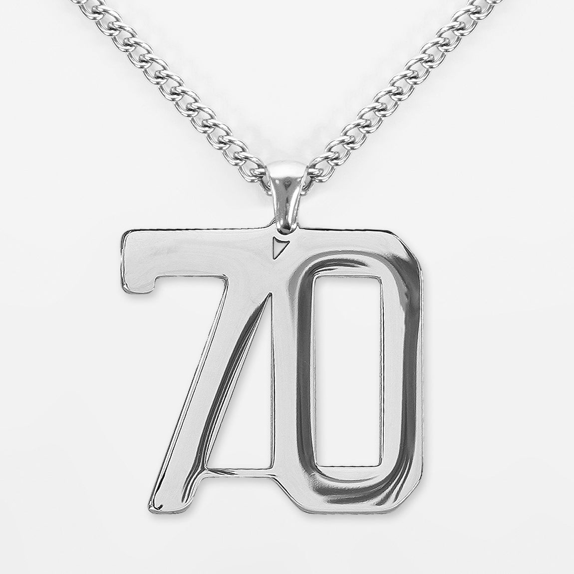 70 Number Pendant with Chain Necklace - Stainless Steel