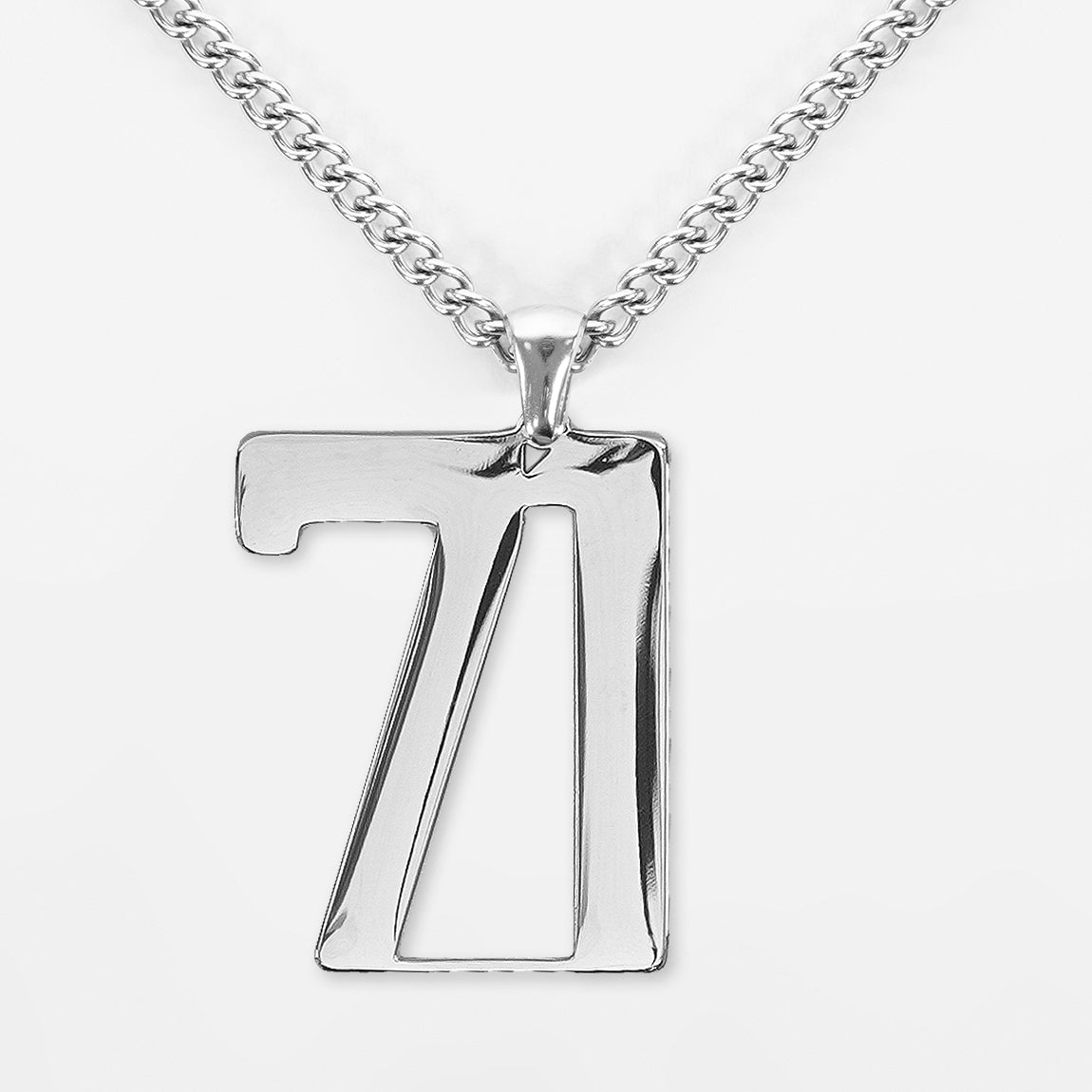 71 Number Pendant with Chain Necklace - Stainless Steel