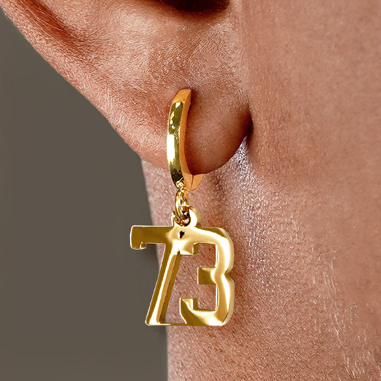 73 Number Earring - Gold Plated Stainless Steel