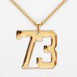 73 Number Pendant with Chain Necklace - Gold Plated Stainless Steel