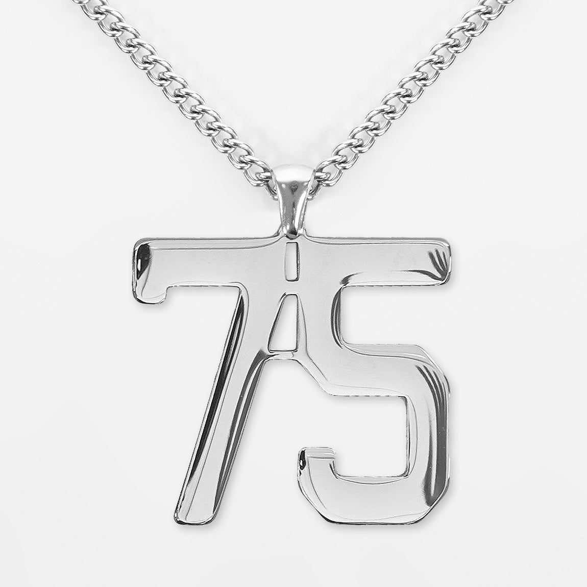 75 Number Pendant with Chain Necklace - Stainless Steel