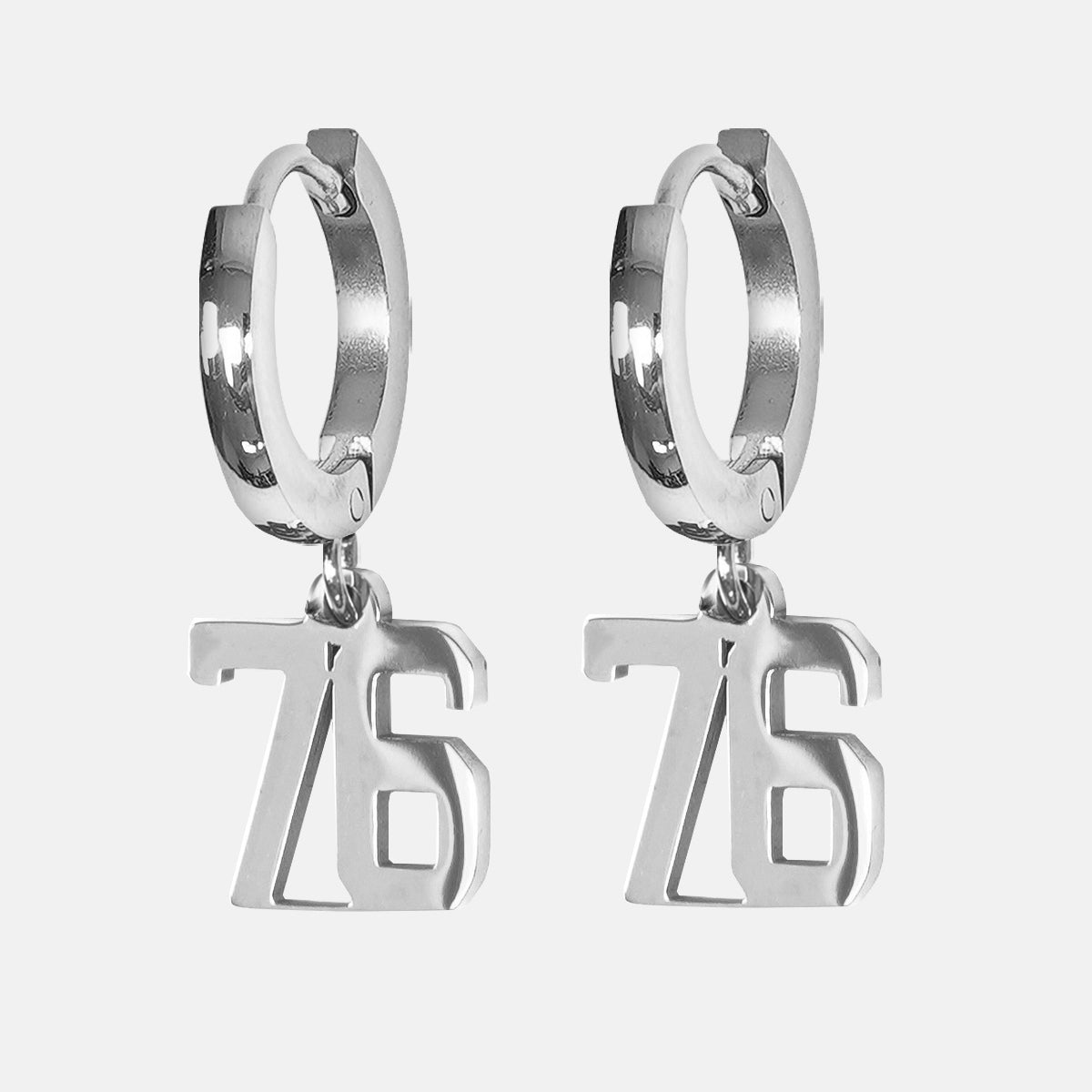 76 Number Earring - Stainless Steel