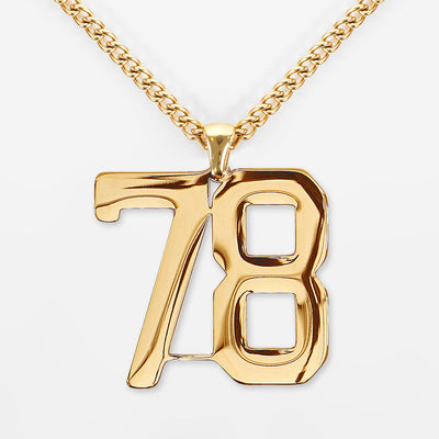 78 Number Pendant with Chain Kids Necklace - Gold Plated Stainless Steel