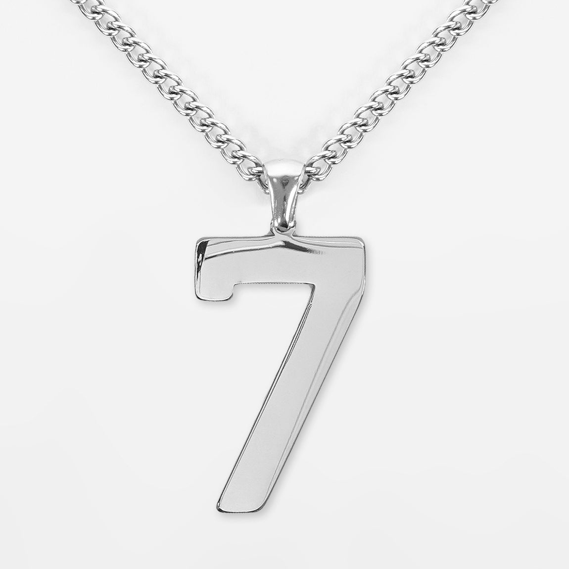 7 Number Pendant with Chain Necklace - Stainless Steel