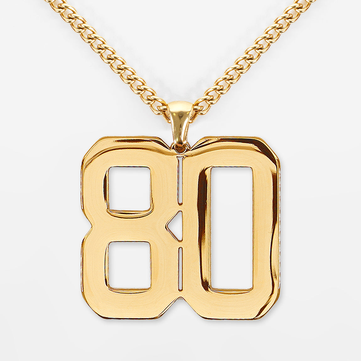 80 Number Pendant with Chain Necklace - Gold Plated Stainless Steel