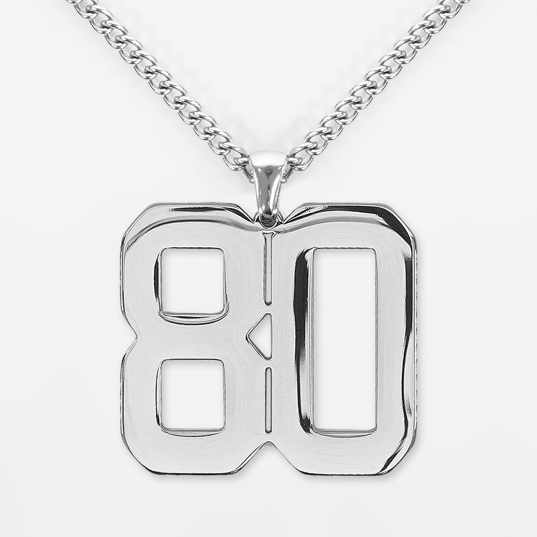 80 Number Pendant with Chain Kids Necklace - Stainless Steel