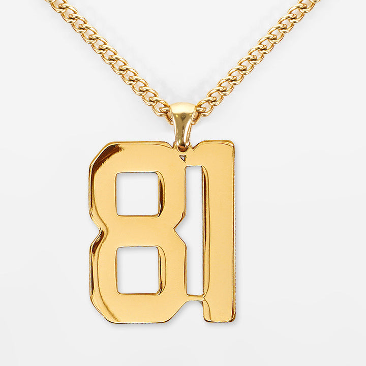 81 Number Pendant with Chain Kids Necklace - Gold Plated Stainless Steel