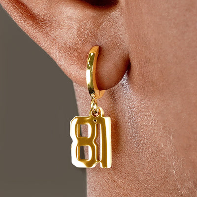 81 Number Earring - Gold Plated Stainless Steel