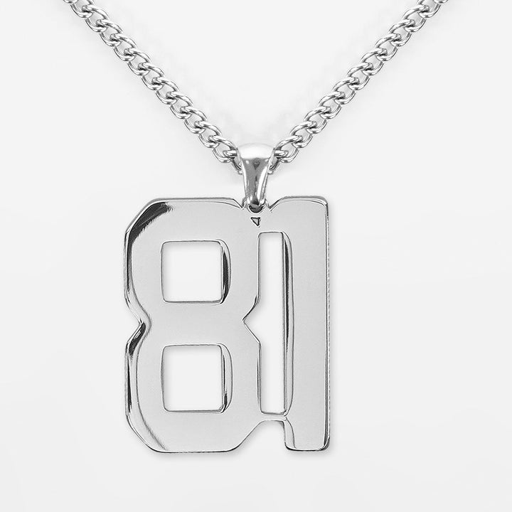81 Number Pendant with Chain Kids Necklace - Stainless Steel
