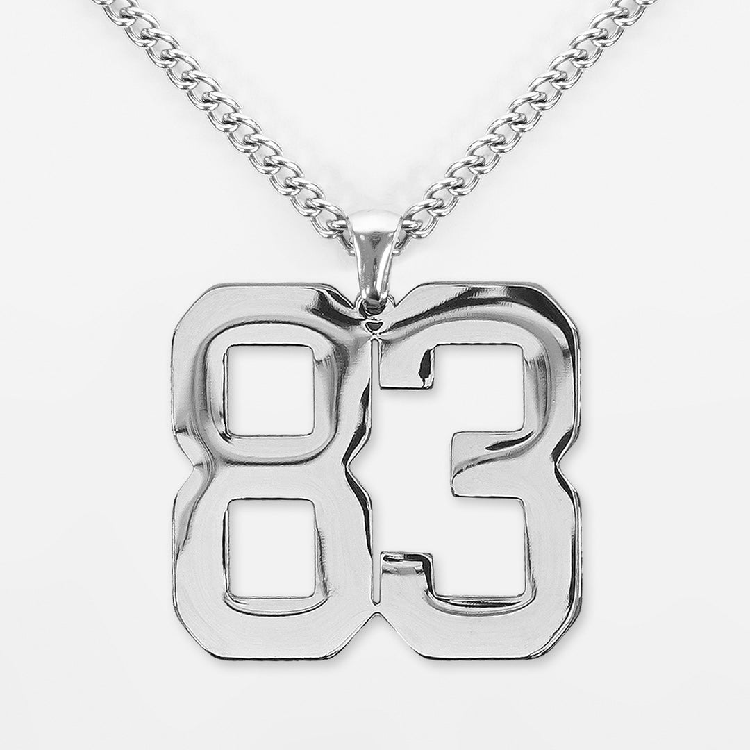 83 Number Pendant with Chain Necklace - Stainless Steel