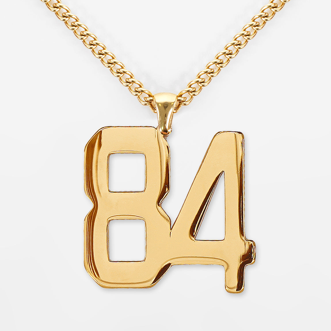 84 Number Pendant with Chain Necklace - Gold Plated Stainless Steel