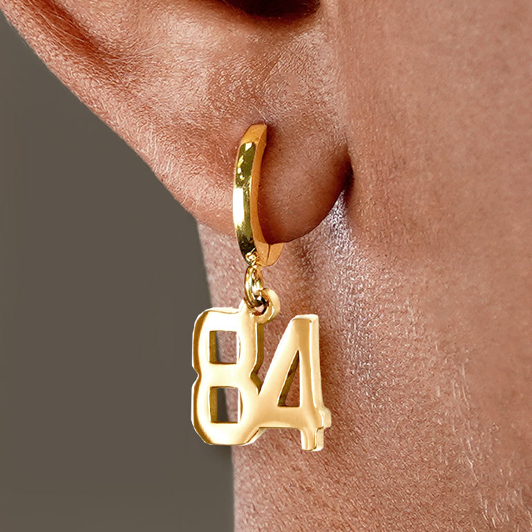 84 Number Earring - Gold Plated Stainless Steel