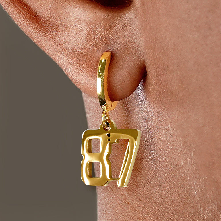 87 Number Earring - Gold Plated Stainless Steel