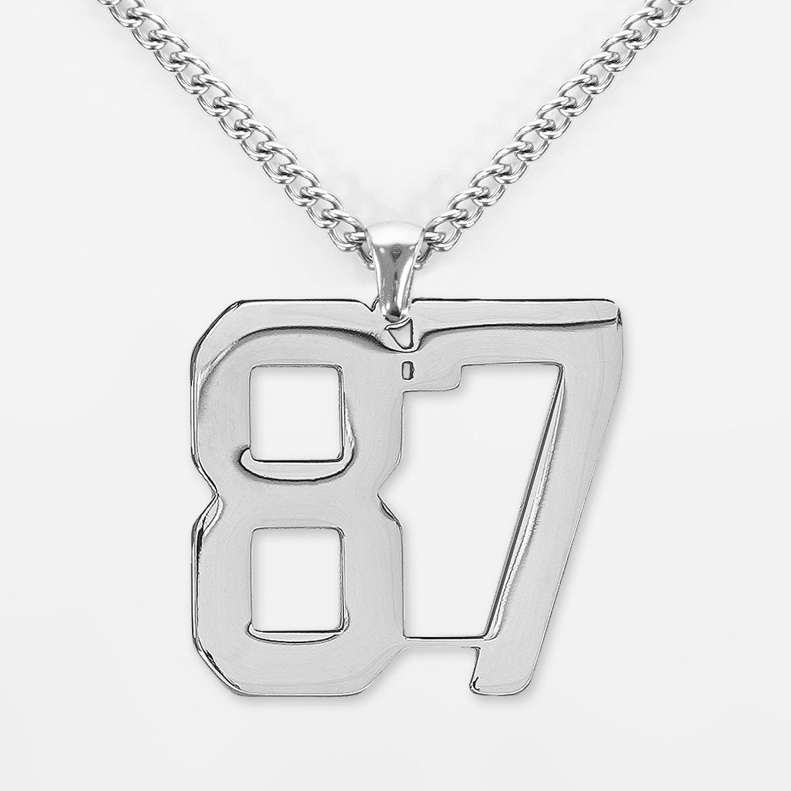 87 Number Pendant with Chain Kids Necklace - Stainless Steel