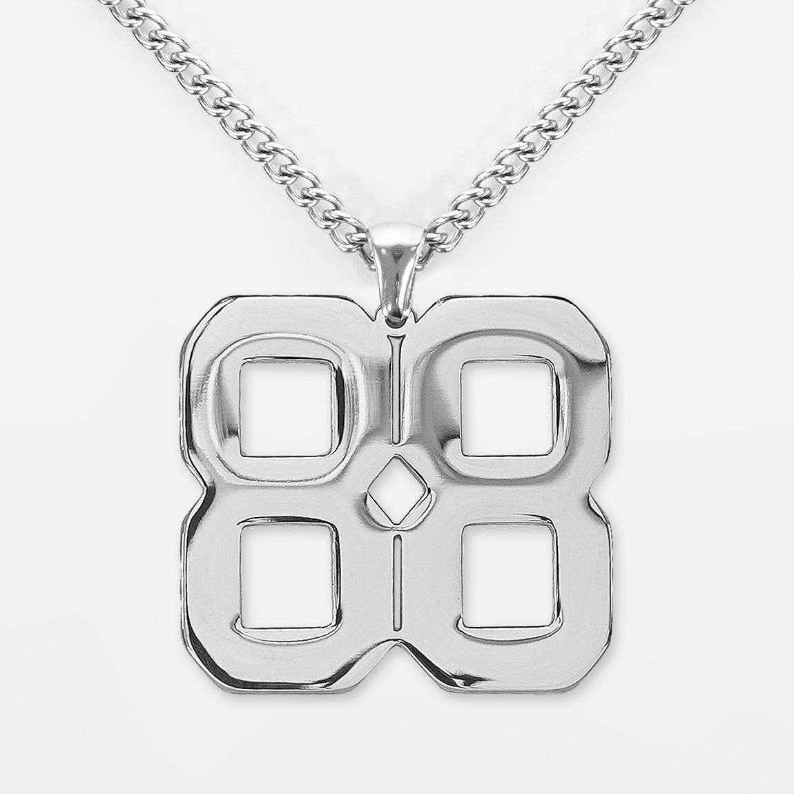 88 Number Pendant with Chain Necklace - Stainless Steel