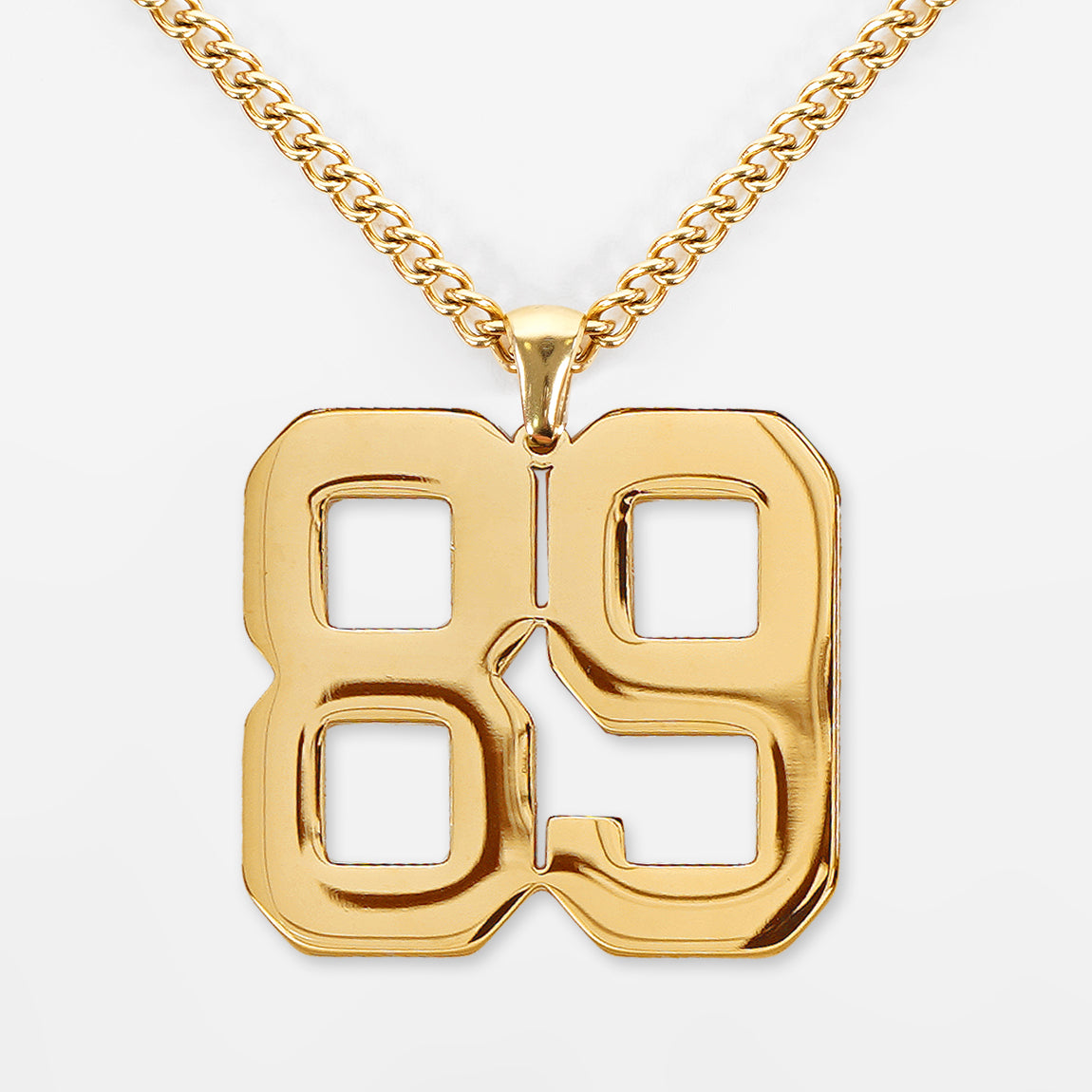 89 Number Pendant with Chain Necklace - Gold Plated Stainless Steel