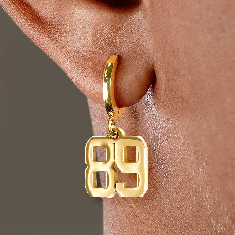 89 Number Earring - Gold Plated Stainless Steel
