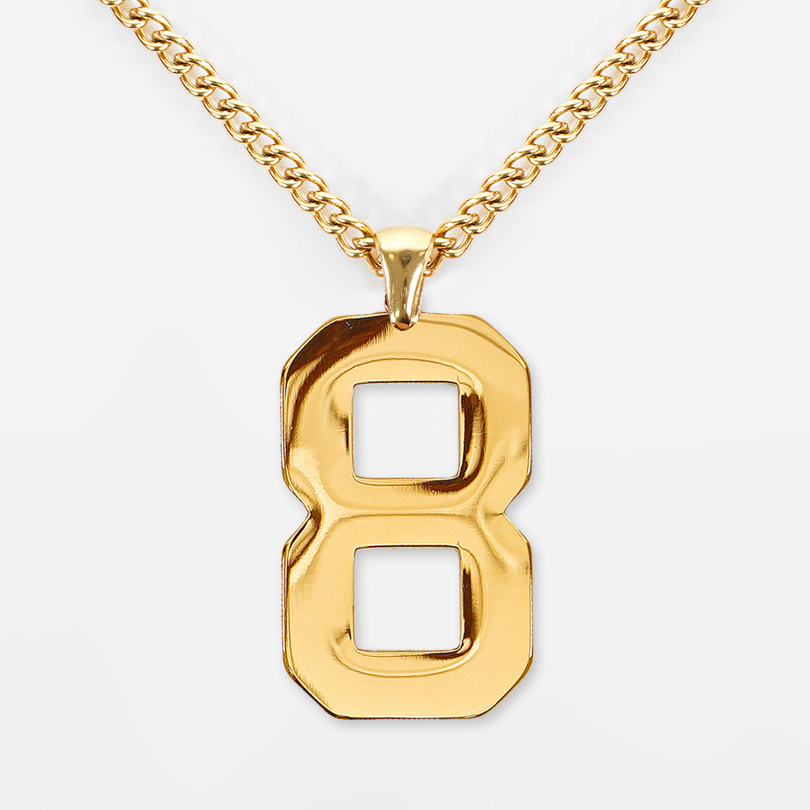 8 Number Pendant with Chain Necklace - Gold Plated Stainless Steel