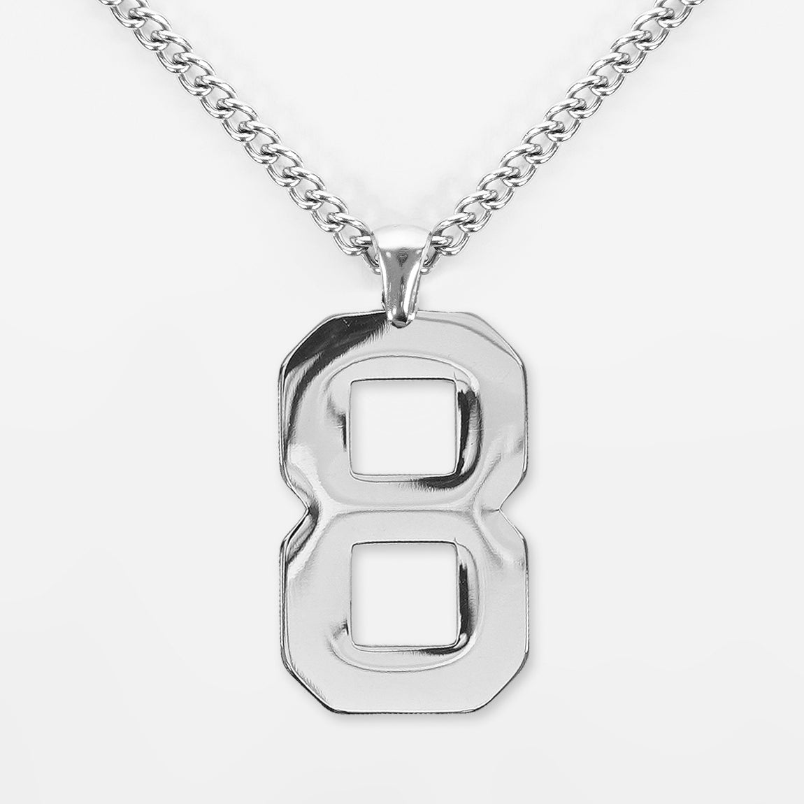 8 Number Pendant with Chain Necklace - Stainless Steel