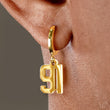 91 Number Earring - Gold Plated Stainless Steel