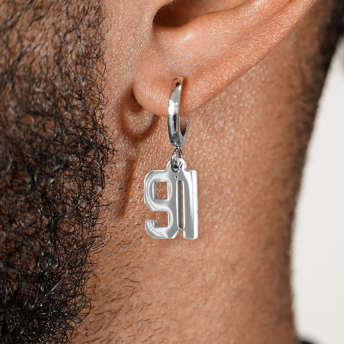 91 Number Earring - Stainless Steel
