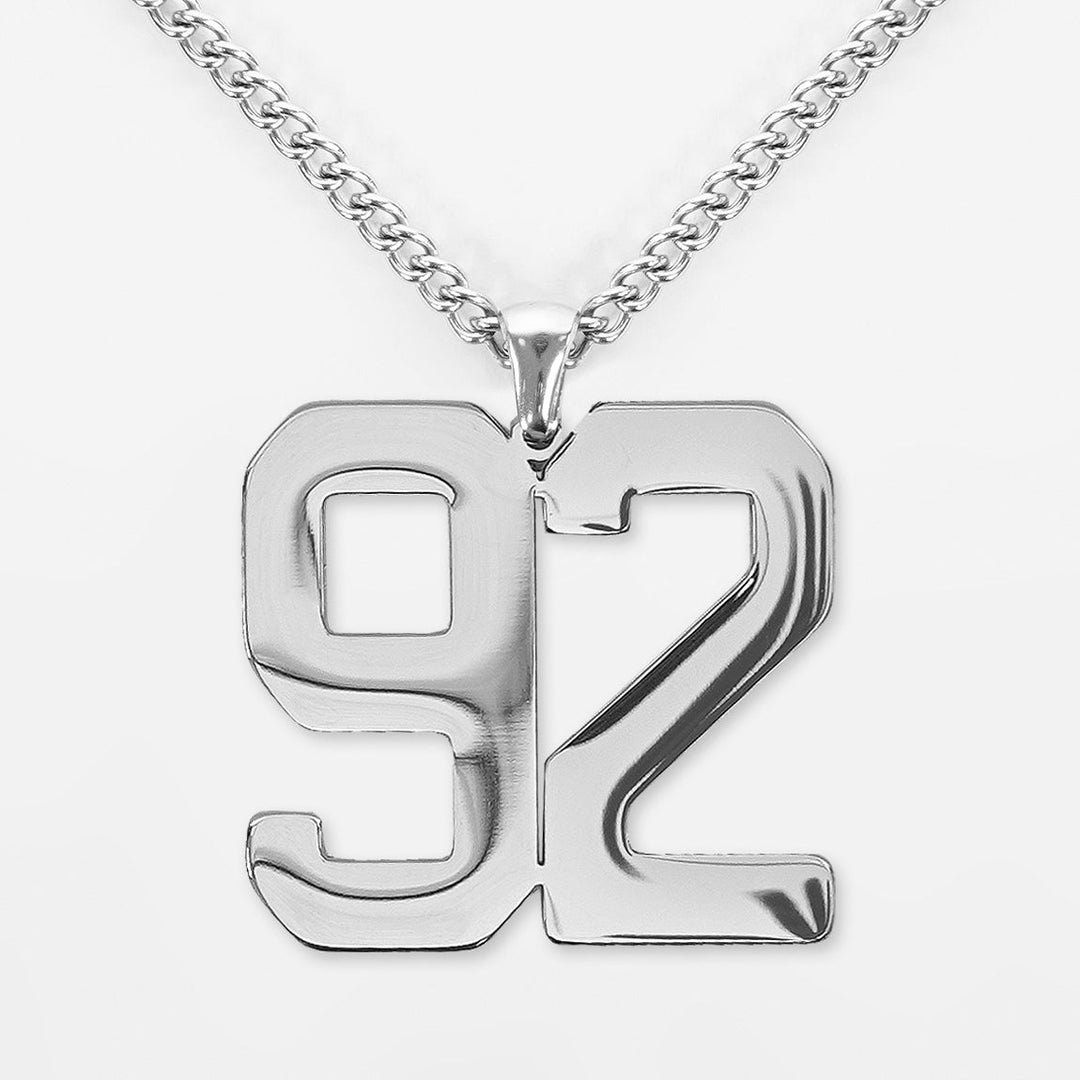 92 Number Pendant with Chain Kids Necklace - Stainless Steel