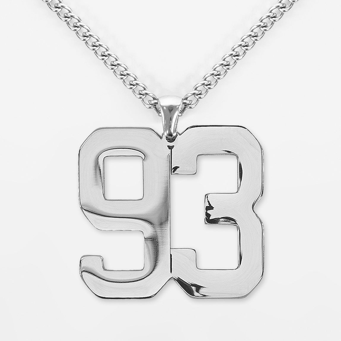 93 Number Pendant with Chain Kids Necklace - Stainless Steel