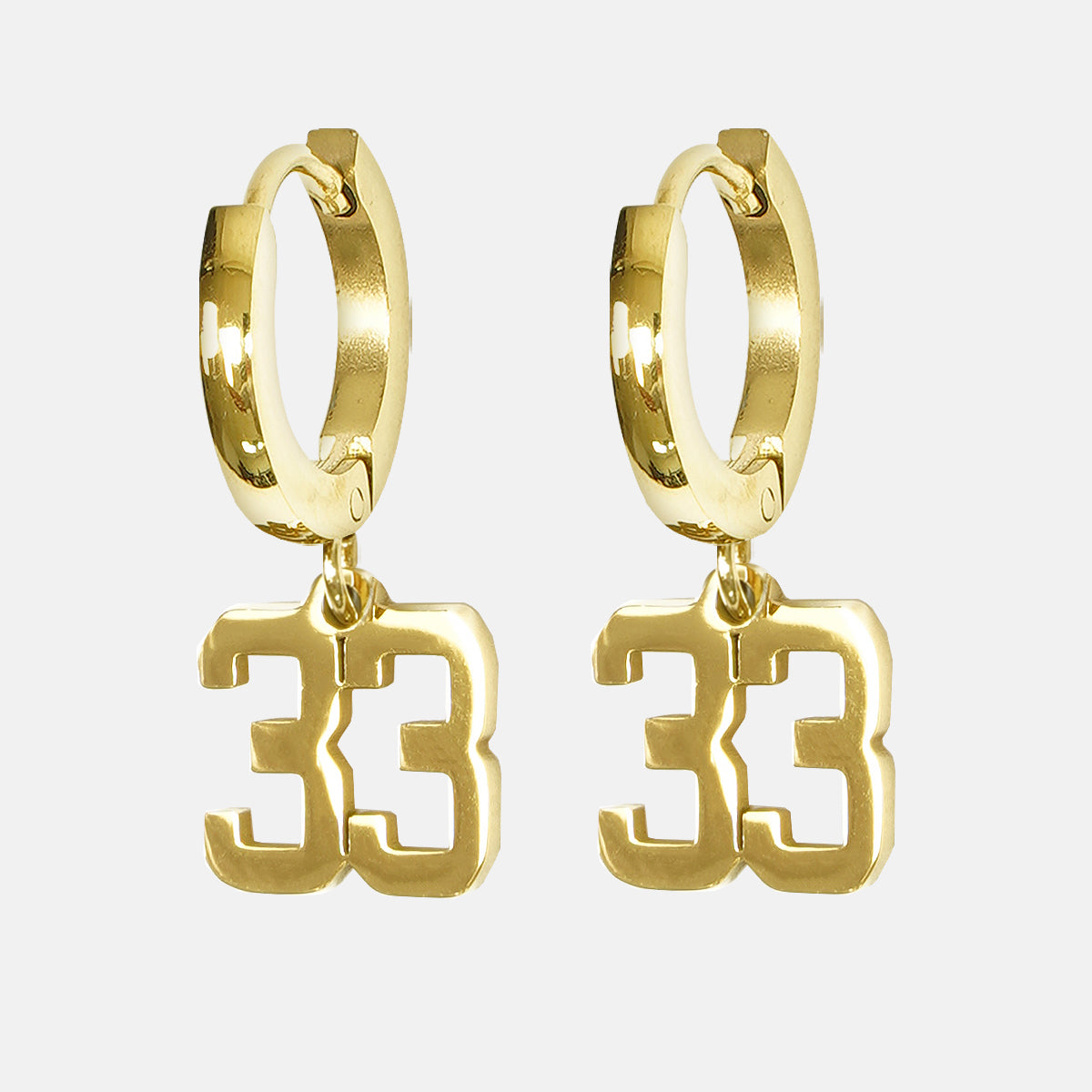 33 Number Earring - Gold Plated Stainless Steel – SLEEFS