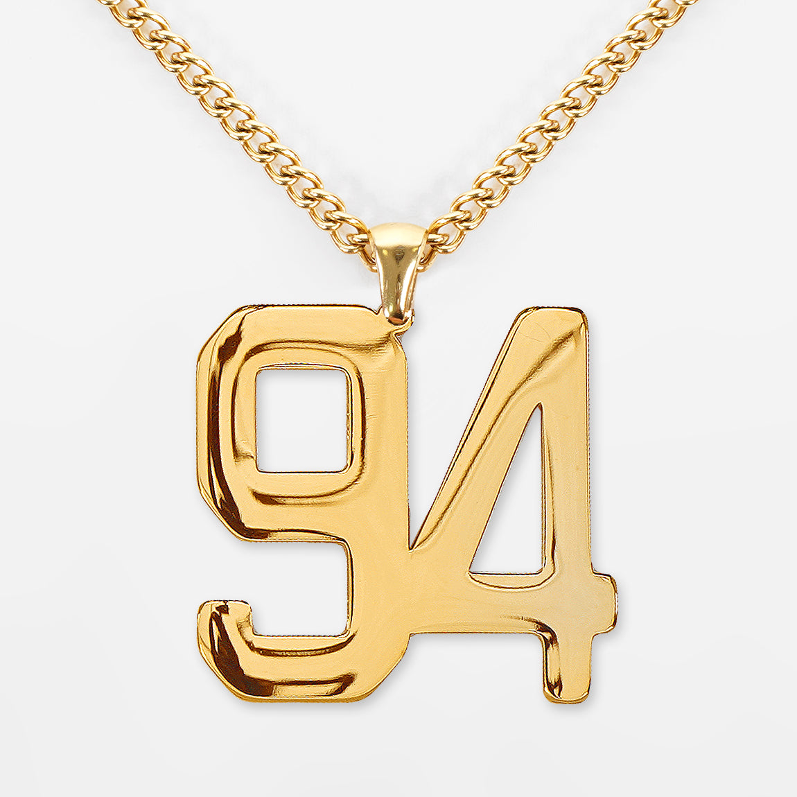 94 Number Pendant with Chain Kids Necklace - Gold Plated Stainless Ste ...