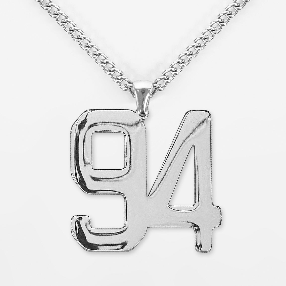 94 Number Pendant with Chain Necklace - Stainless Steel