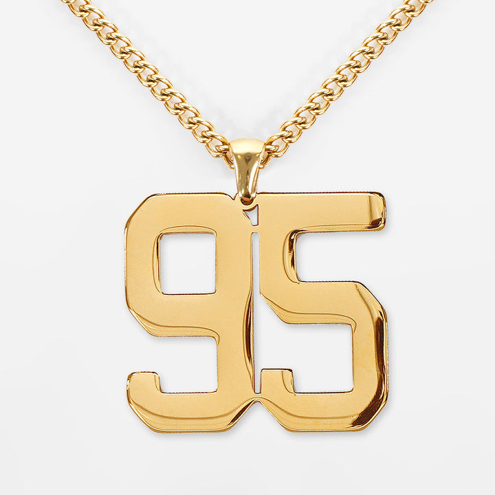 95 Number Pendant with Chain Kids Necklace - Gold Plated Stainless Steel