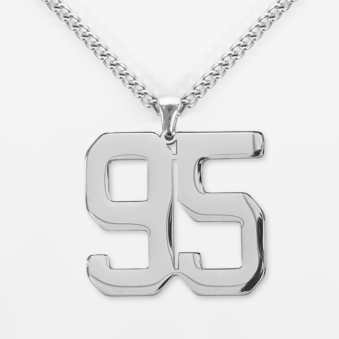 95 Number Pendant with Chain Necklace - Stainless Steel