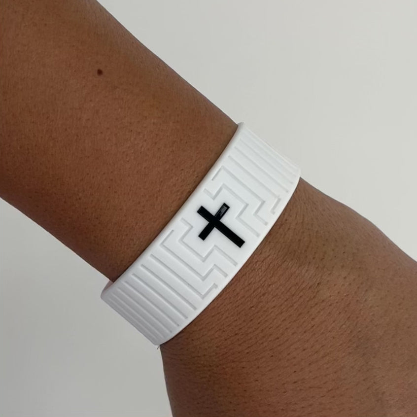 Faith Cross White 1 Inch Wristband