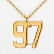 97 Number Pendant with Chain Necklace - Gold Plated Stainless Steel