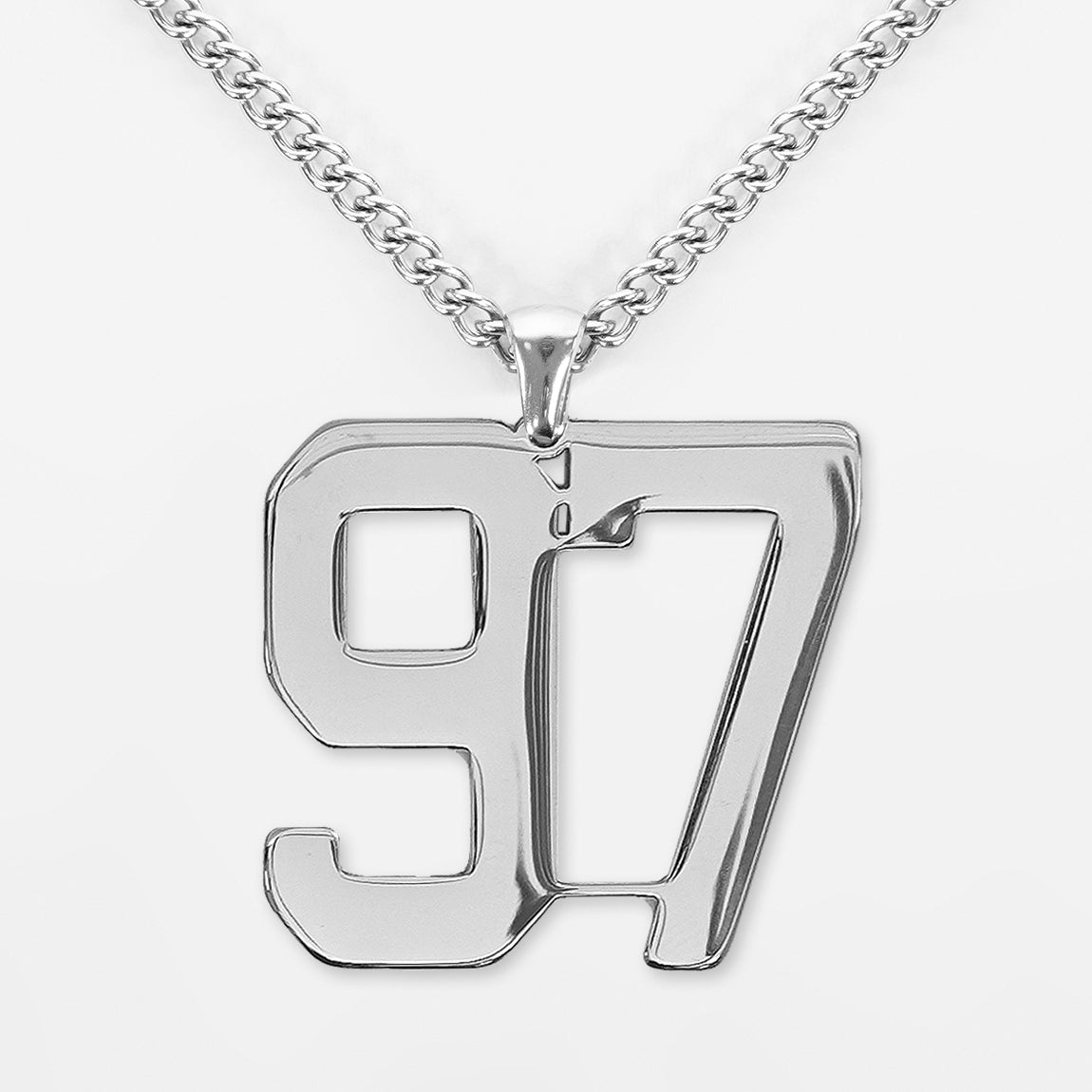 97 Number Pendant with Chain Necklace - Stainless Steel