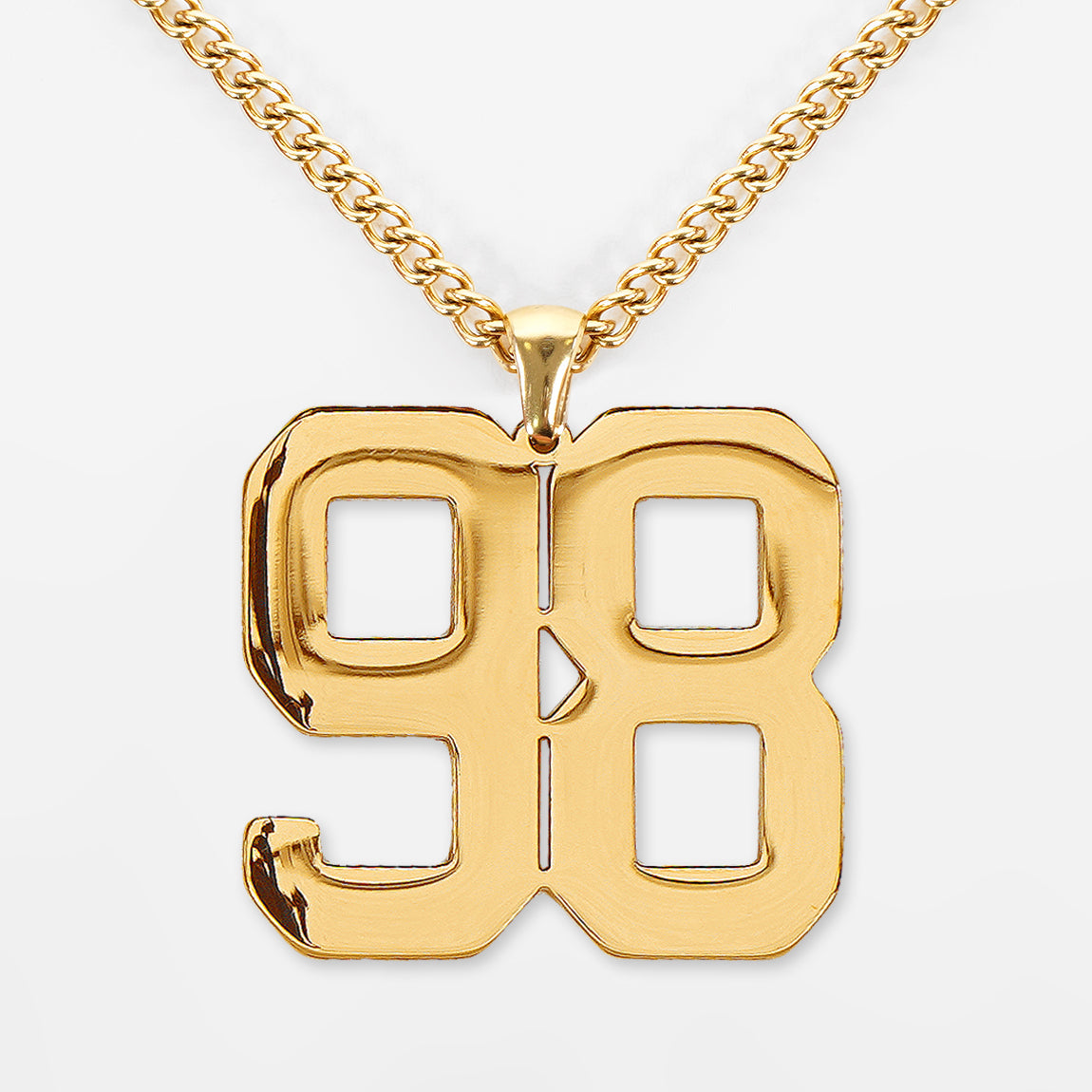 98 Number Pendant with Chain Kids Necklace - Gold Plated Stainless Steel