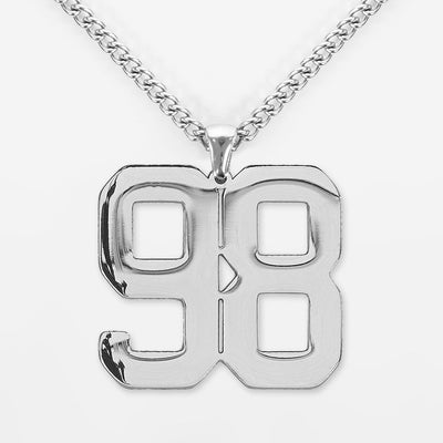 98 Number Pendant with Chain Kids Necklace - Stainless Steel