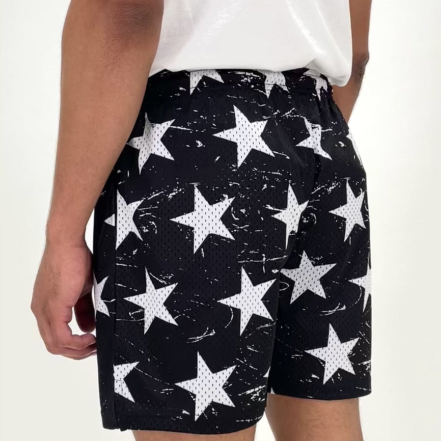 Classic Black White Stars Shorts - 7"