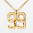 99 Number Pendant with Chain Necklace - Gold Plated Stainless Steel