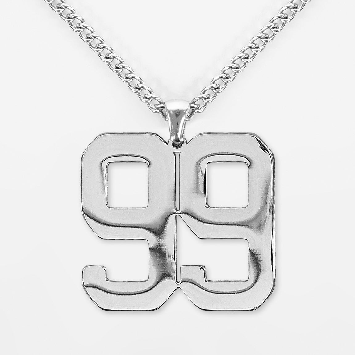 99 Number Pendant with Chain Necklace - Stainless Steel