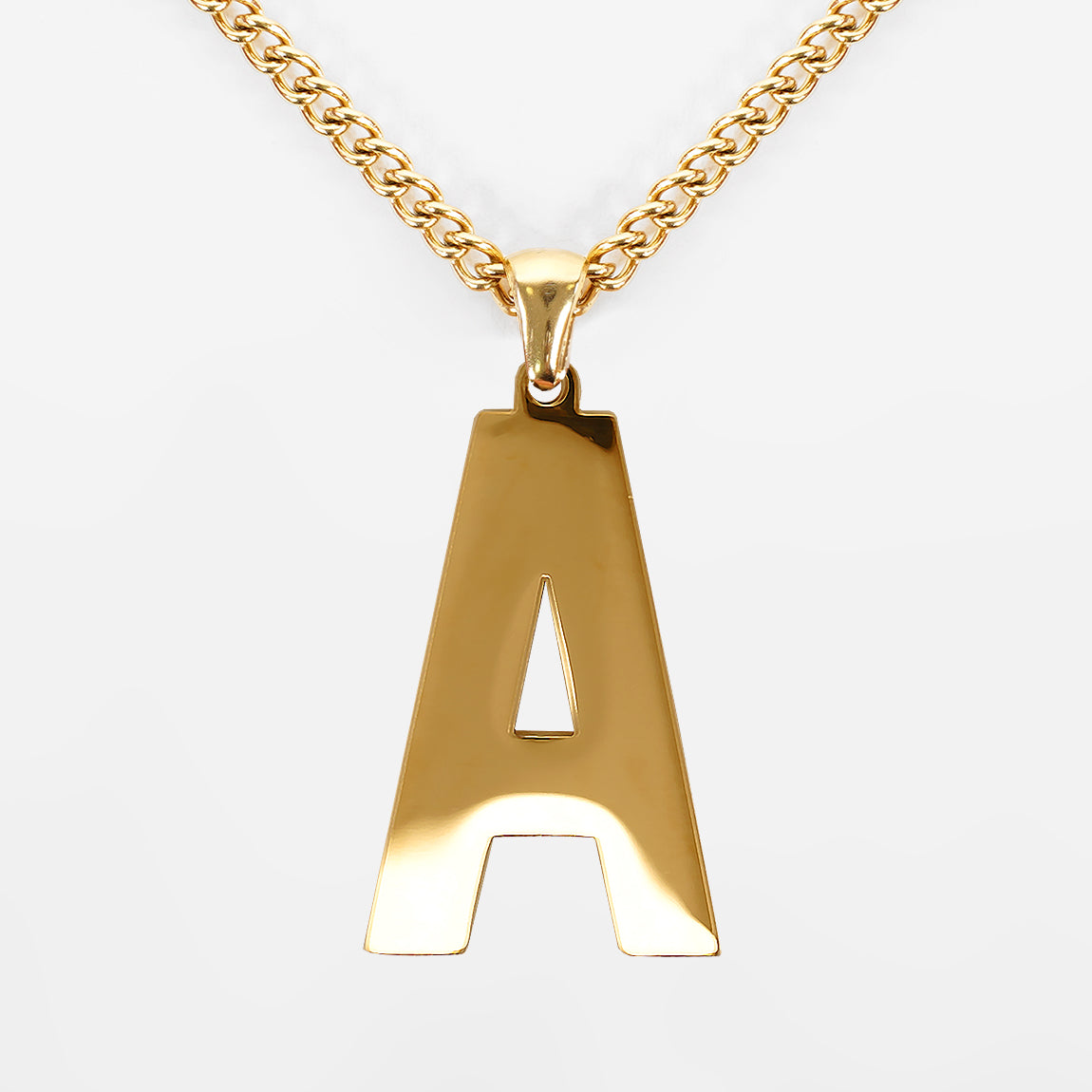 A Letter Pendant with Chain Necklace - Gold Plated Stainless Steel