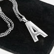 A Letter Pendant with Chain Necklace - Stainless Steel