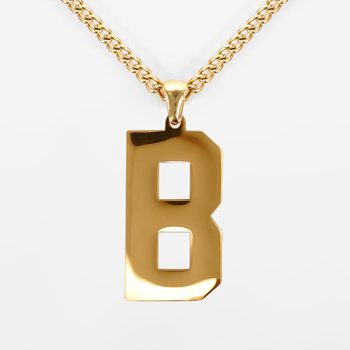 B Letter Pendant with Chain Kids Necklace - Gold Plated Stainless Steel