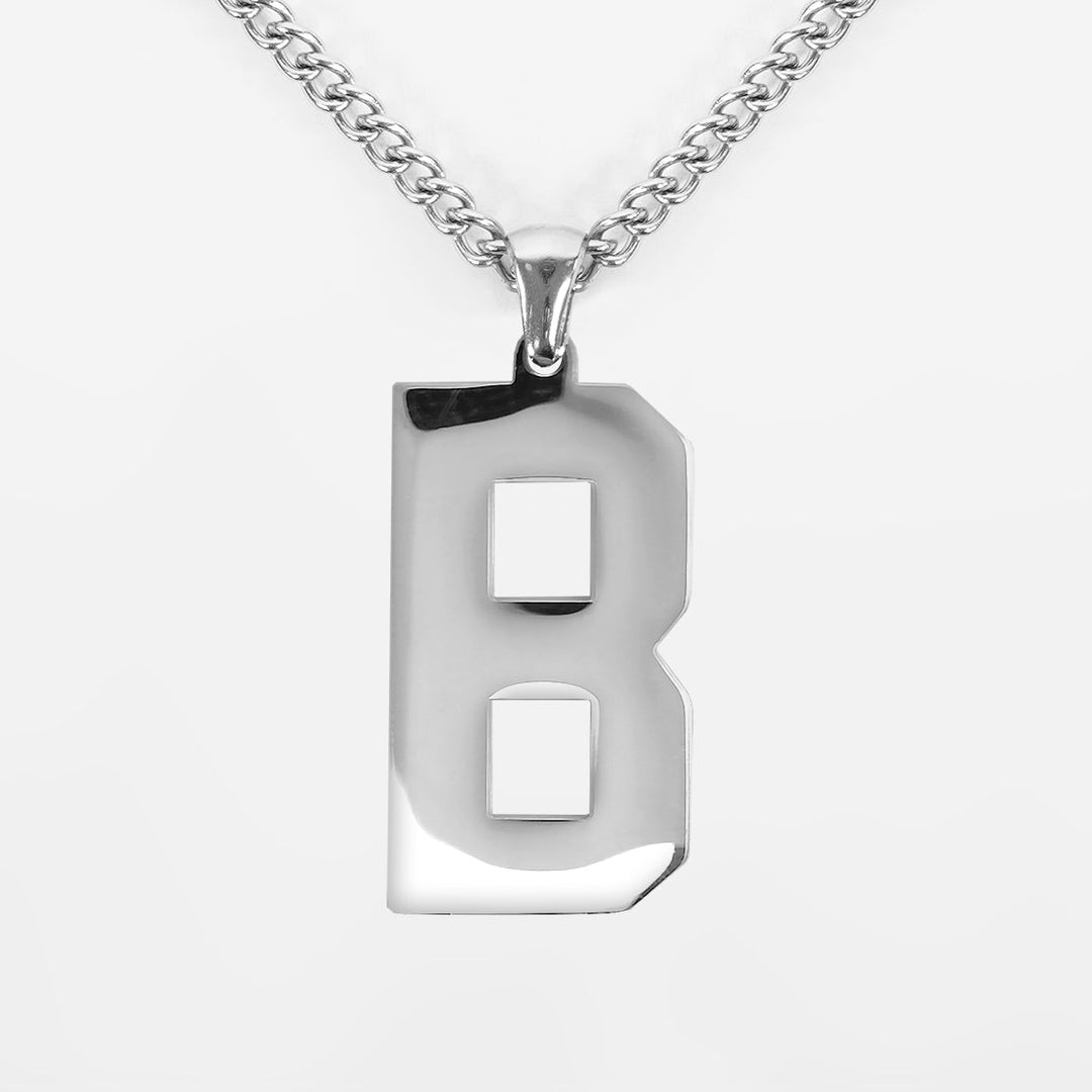 B Letter Pendant with Chain Kids Necklace - Stainless Steel
